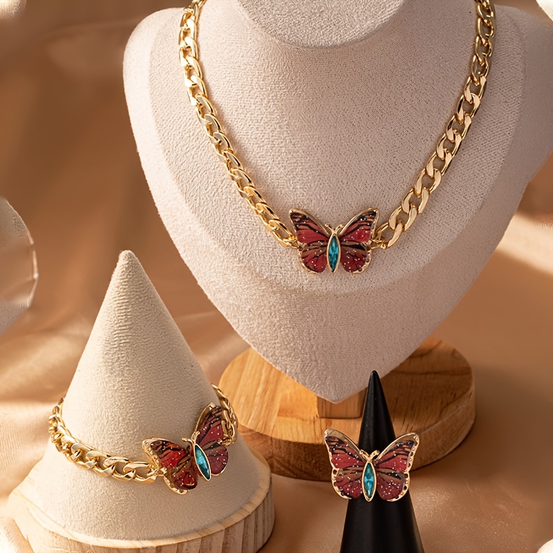Colorful Purple Butterfly Jewelry Set